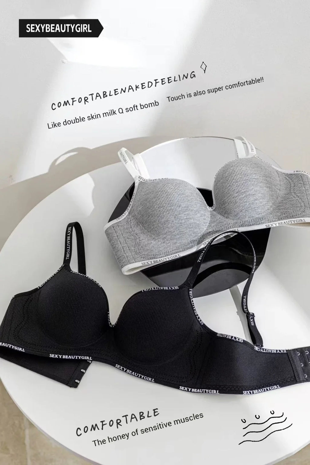 Women Sexy Bras Padded Push Up Bralette Female Adjustable Comfortable Underwear Ladies Letter Straps Brassiere Wireless Soft New