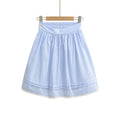 Spring French Style Fresh Slimming Blue Striped Lace Trimmed High Waist A-Line Short Skirt Half Skirt For Woman Casual HMJ9