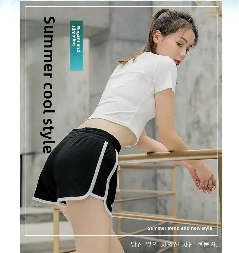 Women Striped Casual Shorts Korean Harajuku Loose All Match Sports Shorts Summer Fashion Simple Yoga Thin Mini Shorts Female