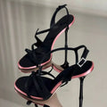 Satin Color Block Stiletto High Heels with One Belt 2025 New Summer Temperament Versatile Sandals