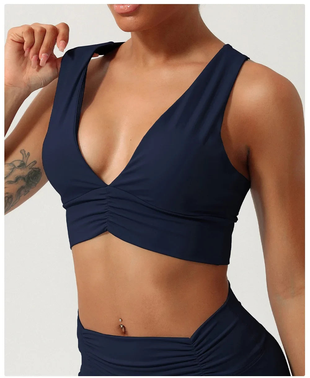 Female Cross Strap Sports Vest Bras For Women Bra High Strength Gym Underwear Sexy With Pad Bra Push Up Tops Workout Lingerie