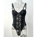Sexy Lace Bodysuit for Women Bodies Elegant Women's Top 2025 New Summer Solid Bodycon Ribbed Bodysuits