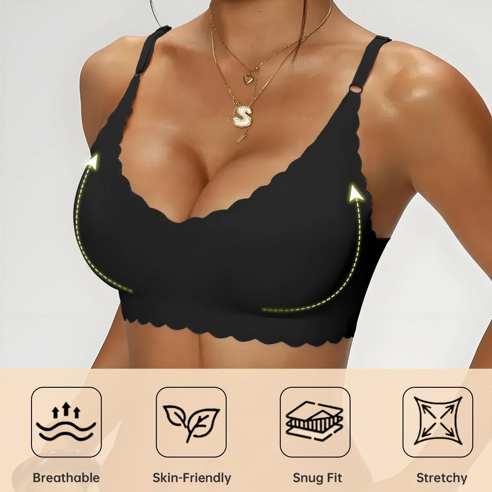 4pcs Women's Seamless Bra and Panty Set No Underwire Bralette - Removable Pads, Medium Support & Comfortable Stretch Fabric Bra