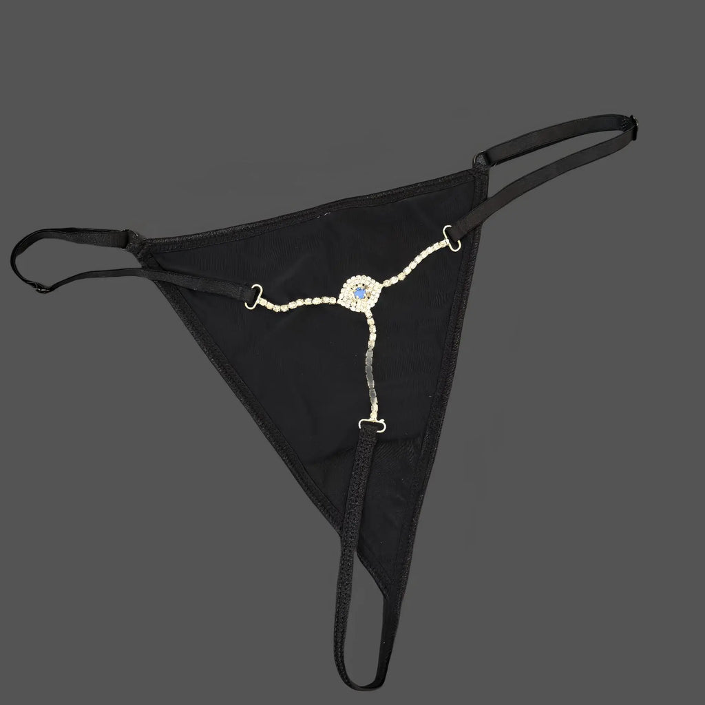 Rhinestones Metal Chain Sexy Women Panties Gem G String Girls Briefs Thong Lace Erotic Female Underwear Low Waist Intimates