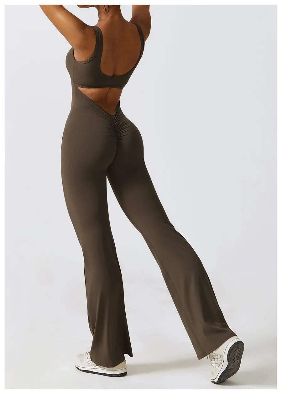 Women Sexy Back V Jumpsuit Gym Set Training Yoga Suit Sportswear Sports Jumpsuit Fitness Rompers Stretch Workout Bodysuits 8260