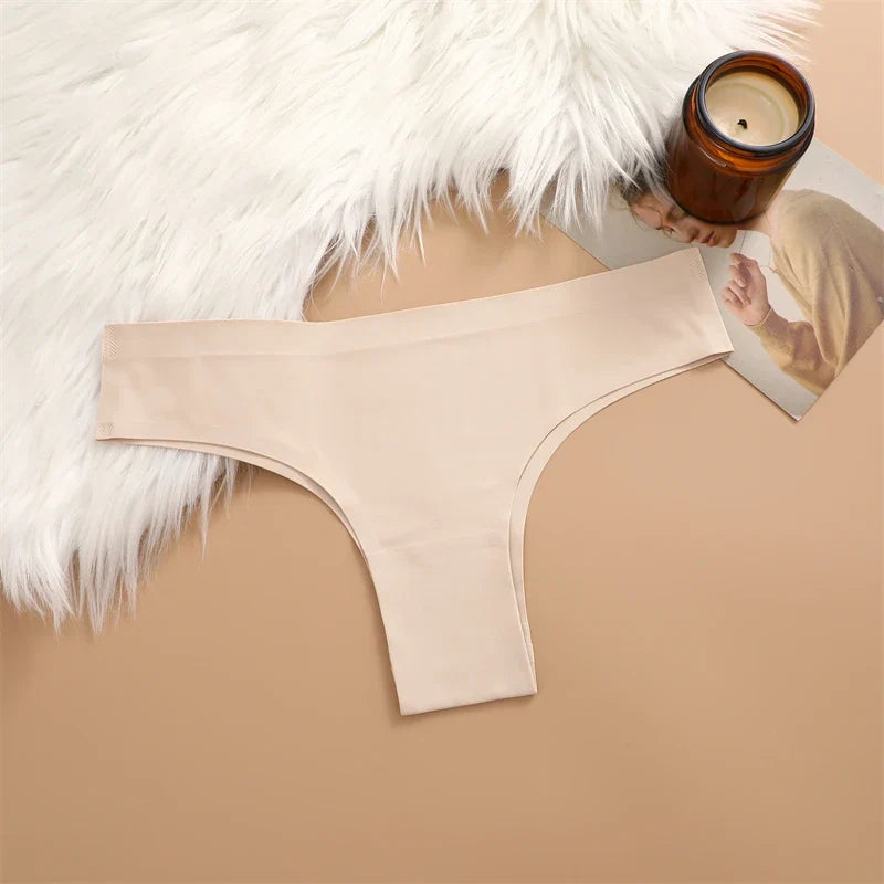 5PCS Seamless Maillard Panties Ultra-thin Brazilian panties Women Ice Silk Underwear Sexy Panty Low Waist G-string Female Solid