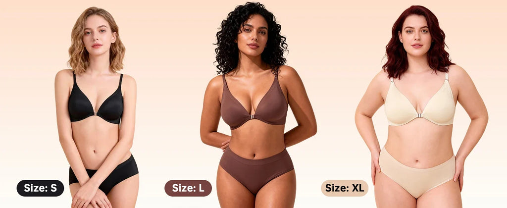 7 Pack Of Color Women's Front Closure Bras Seamless Push-Up Wireless Bras with Removable Padding Basic Everyday T-Shirt lingerie