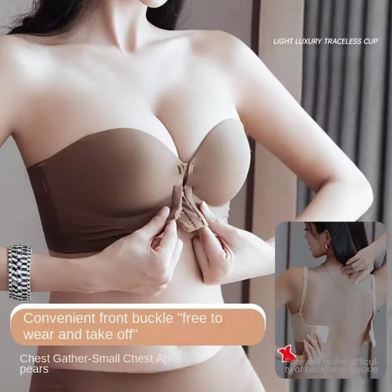 New Front Buckle Underwear Convenient Anti Sagging without Shoulder Strap Women's Bras without Steel Ring Seamless