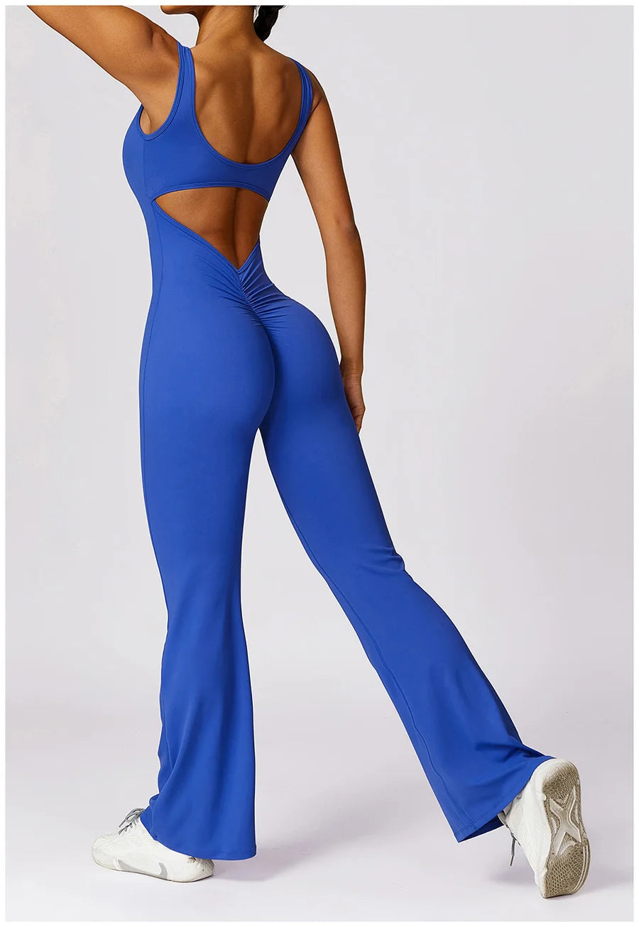 Women Sexy Back V Jumpsuit Gym Set Training Yoga Suit Sportswear Sports Jumpsuit Fitness Rompers Stretch Workout Bodysuits 8260