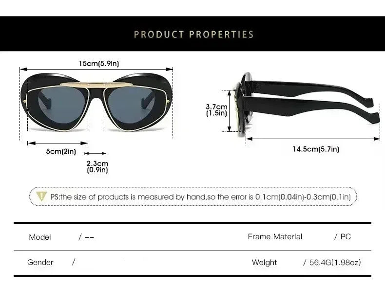New Y2k Fashion Large Frame Sunglasses Ins Street Shot Cat's Eye Glasses Retro Personality Anti-ultraviolet Sunglasses