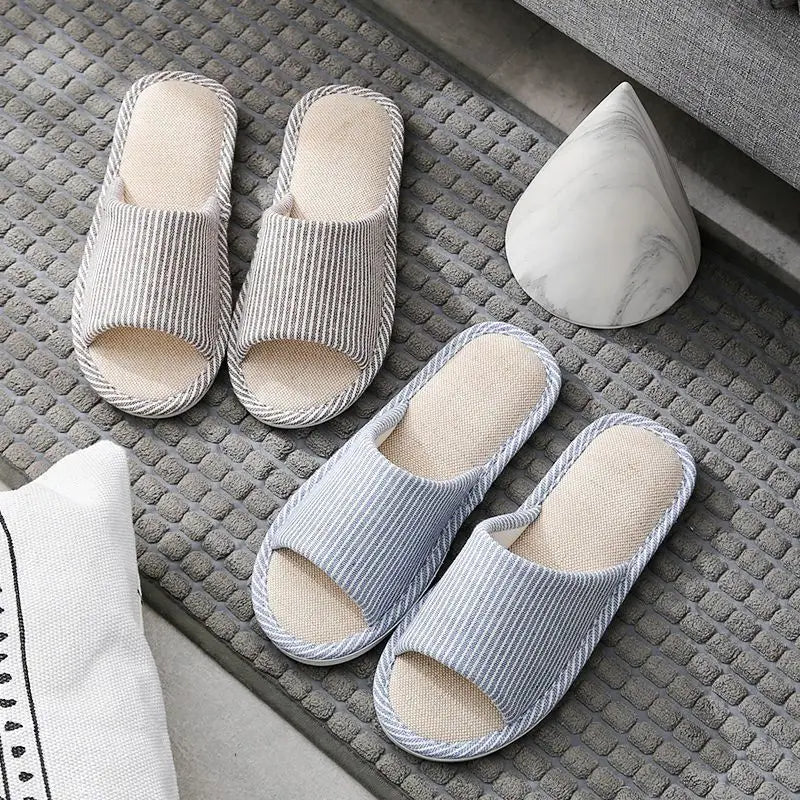Four Season Linen Home Slippers Women Indoor Bedroom Women House Slides Autumn Unisex Lovers Shoes Adults Outdoor Casual Sandals