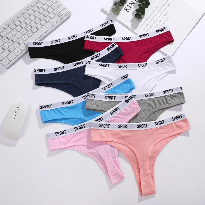 6Pcs/Set Women Thongs Cotton Panties Plus Zise Underwear Sexy G-String Low Waist Briefs Underpants Comfortable Lingerie S-XL