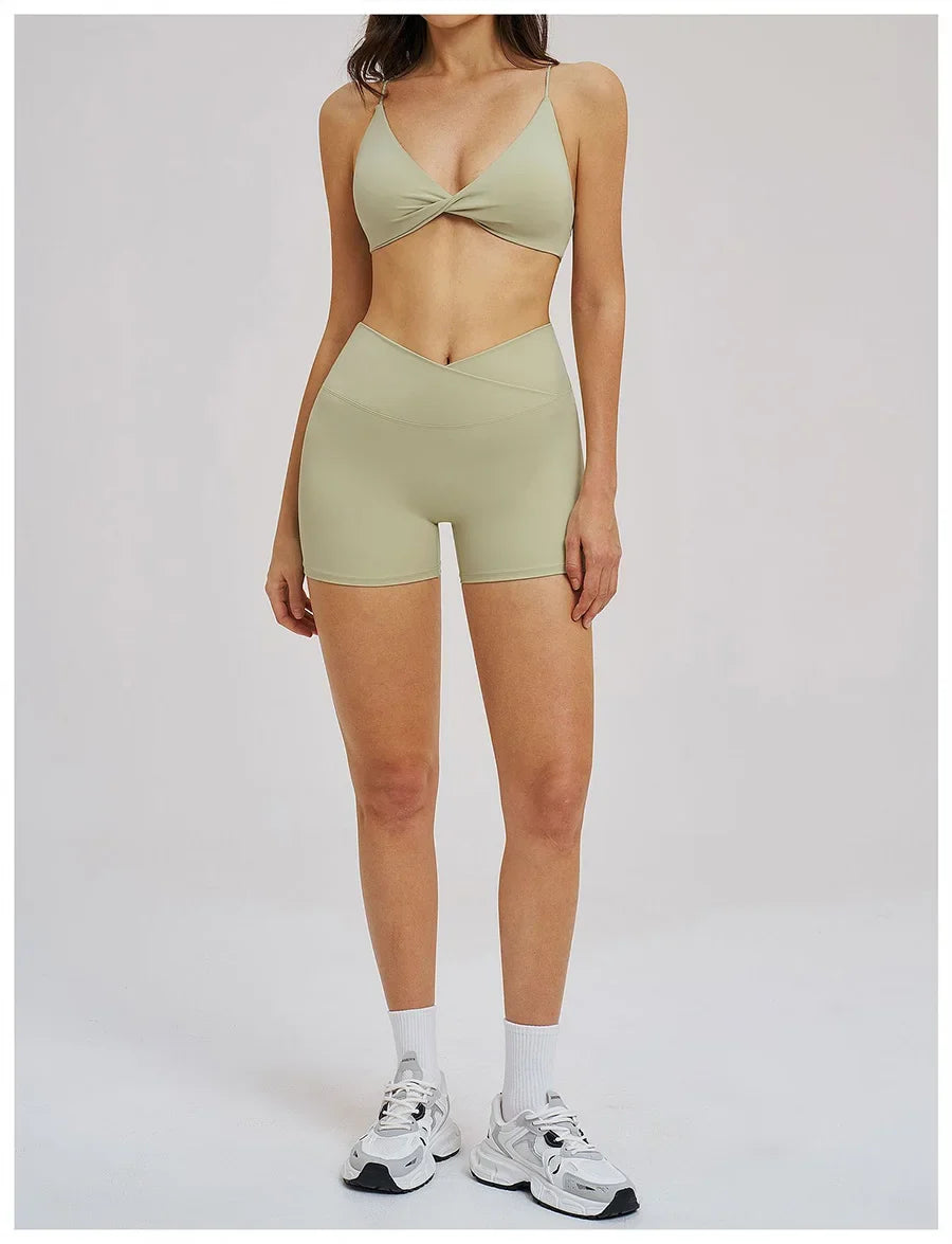 Women 2 Piece Gym Workout Set Female Bra Yoga Shorts Vest Fitness Wear Quick-Dry  Sports Bra Suits Sportswear Tracksuit Outfits