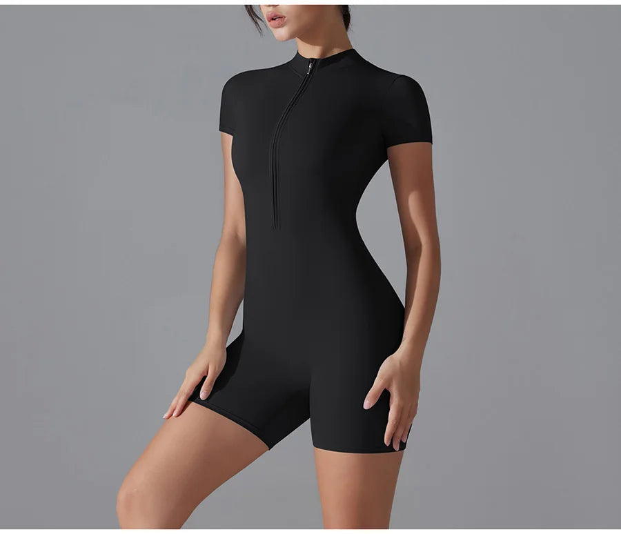 Yoga suit women jumpsuit One-Piece Suit short sleeved shorts Gym Push Up Workout Clothes Fitness Bodysuit Sportswear Tracksuit