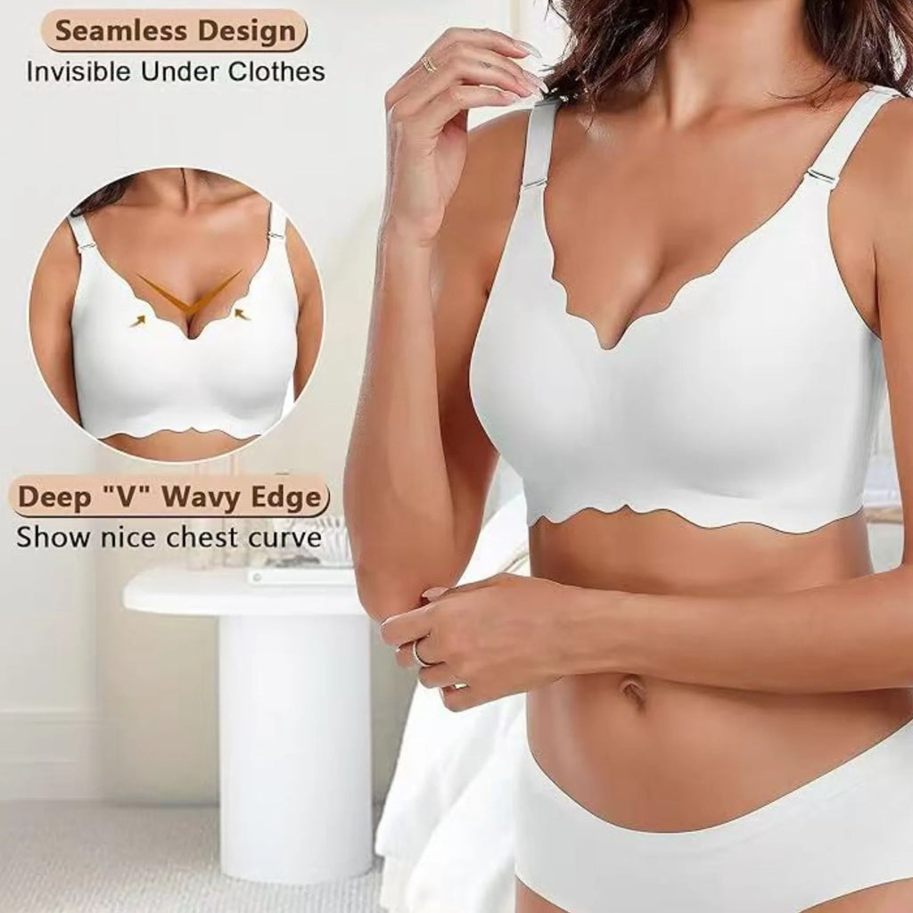 Plus-size Jelly-like Wire-free Bra Thin Molded Cups with A Wire-free Design Comfortable and Breathable Underwear Push Up