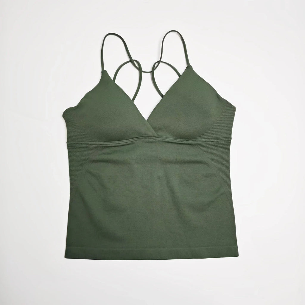 NCLAGEN Gym Yoga Tops Women Vision Twist Front Longline Top Quick Dry Thin Strap Workout Vest Push-up Pilates Fitness Tank