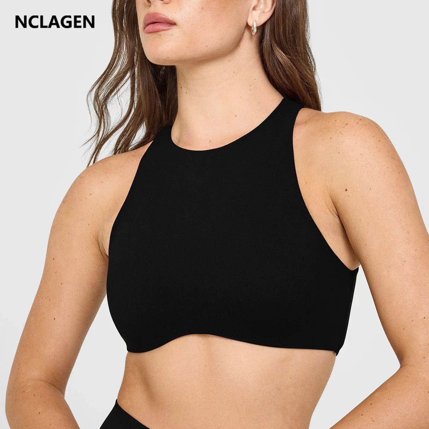 NCLAGEN Softmotion High Neck Sports Bra Push-up High Suport Gym Tank Top Fitness Pilates Running Sports Underwear Workout Yoga