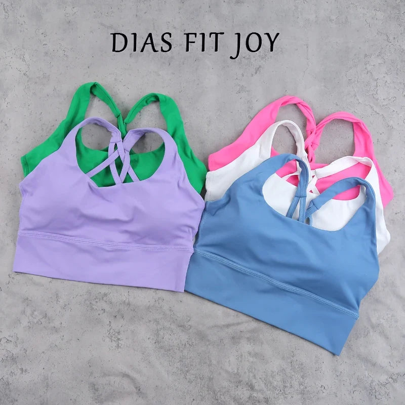 DIAS FIT JOY Yoga bra Naked feel cross back sports bra yoga clothes women's Cycling running fitness top