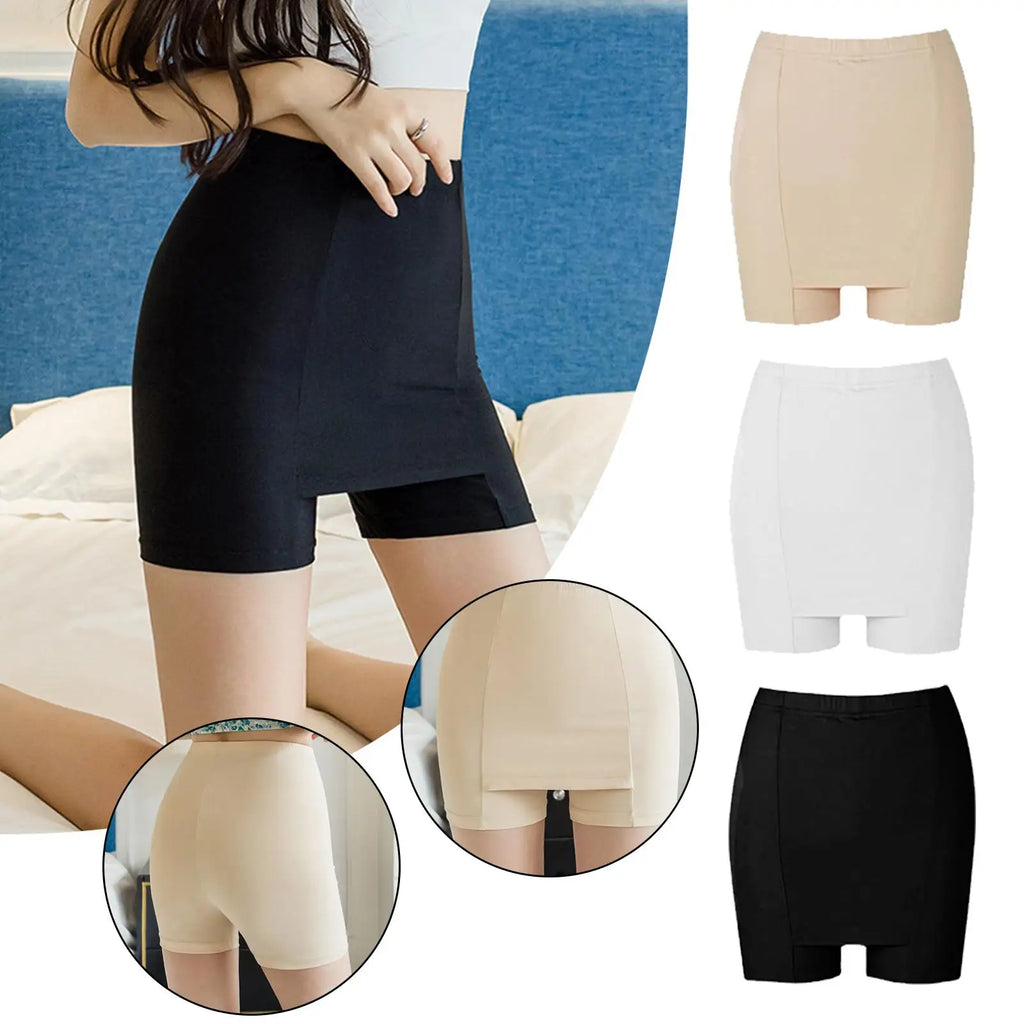 Ice Silk High Waist Women Tummy Control Seamless Shorts Double Layer Under the Skirt Boxer Safety Pants Women Shapewear