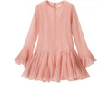 Women's Fashion Ruffled Hem Patchwork Short Dress Blush Pink Ruffled Mini Dress For Women Sleeves Front Button Hem Fashion T0PU