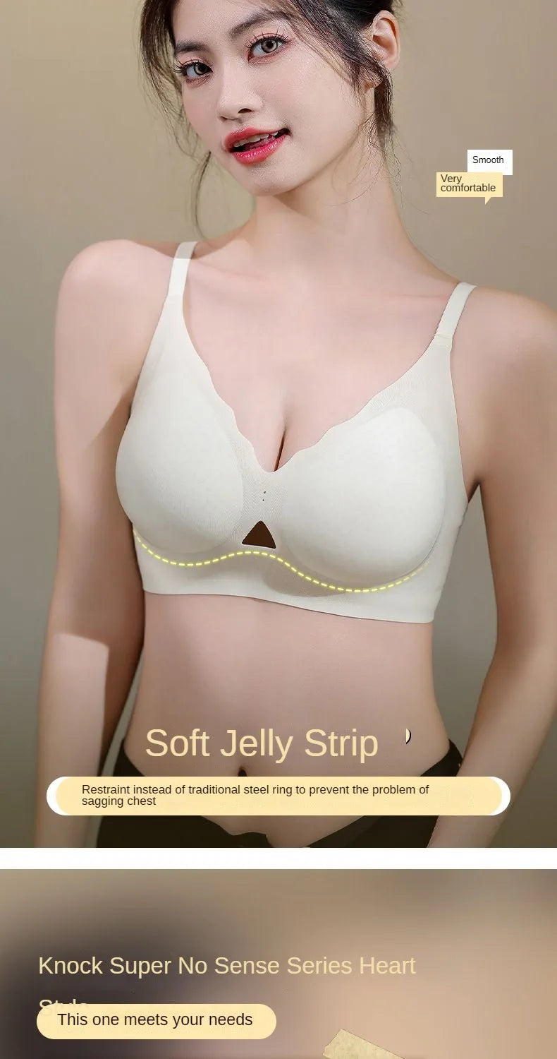 Ultra-thin Ice Silk Seamless Underwear Women's Small Breast Gathering Wireless Breast-Reducing Cooling Beautiful Back Bra