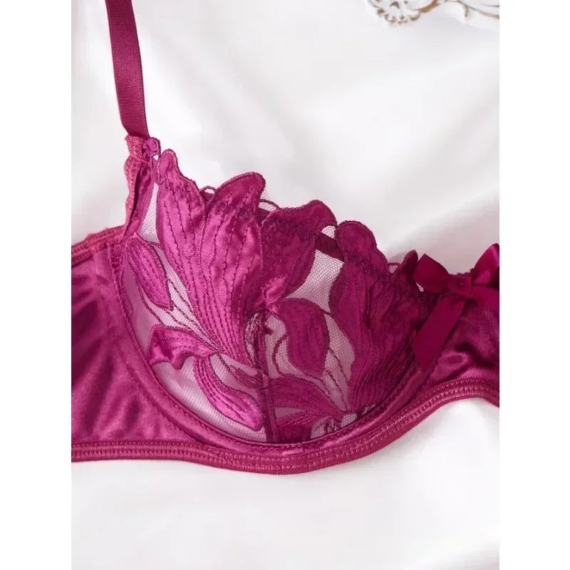 Tornova Sexy Lingerie Woman Lace Transparent Underwear Embroidery Brief Set Bra Kit Push Up Breves Sets Thin Erotic Bras New