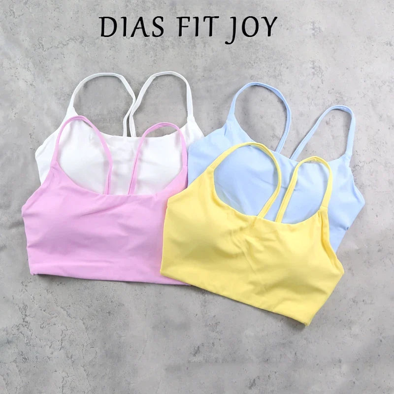 DIAS FIT JOY Women's Sports Bra with Removable Pads for Yoga Golf Cycling – High Support Workout Vest for Running & Fitness