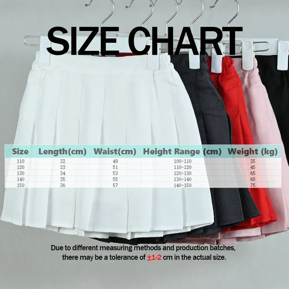 Summer Girl Pleated Skirt Children Summer Skirt Girls Mini Skirts Vintage Pleated Skirt 3-13Y Junior Girls Ruched Cullottes