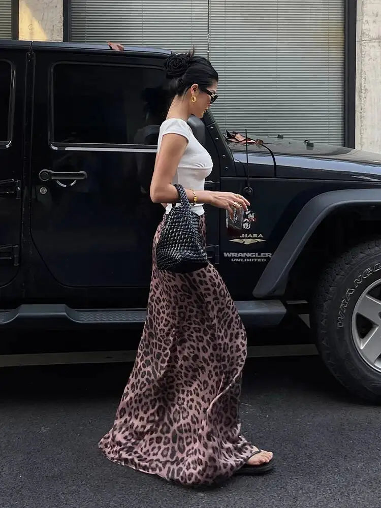 Sexy Leopard Print Half Length Skirt For Women's Summer New High Waist Slim Fashion Long Skirts Sweet Korean Women 2026 New 7KN