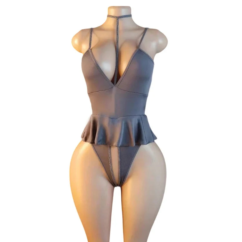 Sexy Crotchless Bra Set Women's Erotic Bodysuit Lace Hollow Bra Set Costumes Deep V Open Bra Underwea Sexy Backless Dress Women