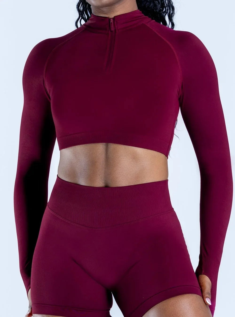 NCLAGEN Impact Crop Zippy Fitness Top Long Women Sleeve GYM Clothes Seamless Running Workout Quick Dry Pilates Sports Yoga Shirt