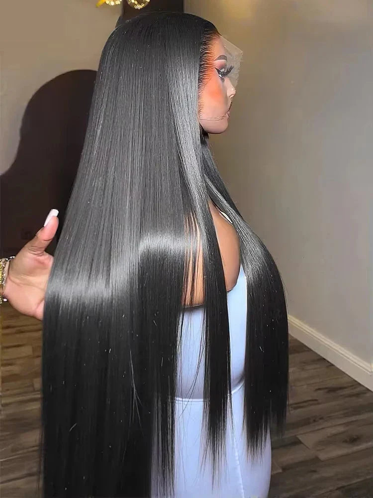 Brazilian 40 Inch Real 250 Density Glueless Hd Lace Frontal Human Hair Wigs Bone Straight 13x4 13x6 Hd Lace Front Wig For Women