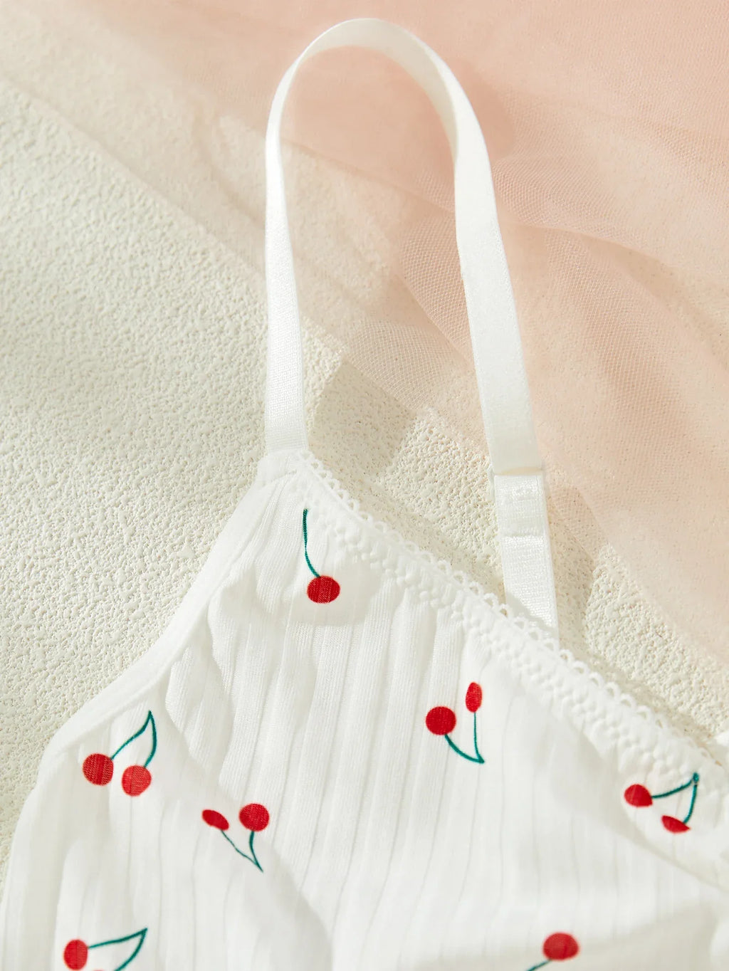Young Girls Printed Homewear Night Cute Stretch Top And Panty Underwear White Sleepwear Set