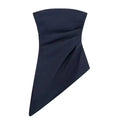 HH Elegant Women's Strapless Ruched Side Top Asymmetrical Hem Crop Tube Top for Vacation Wedding Guest Evening Wear