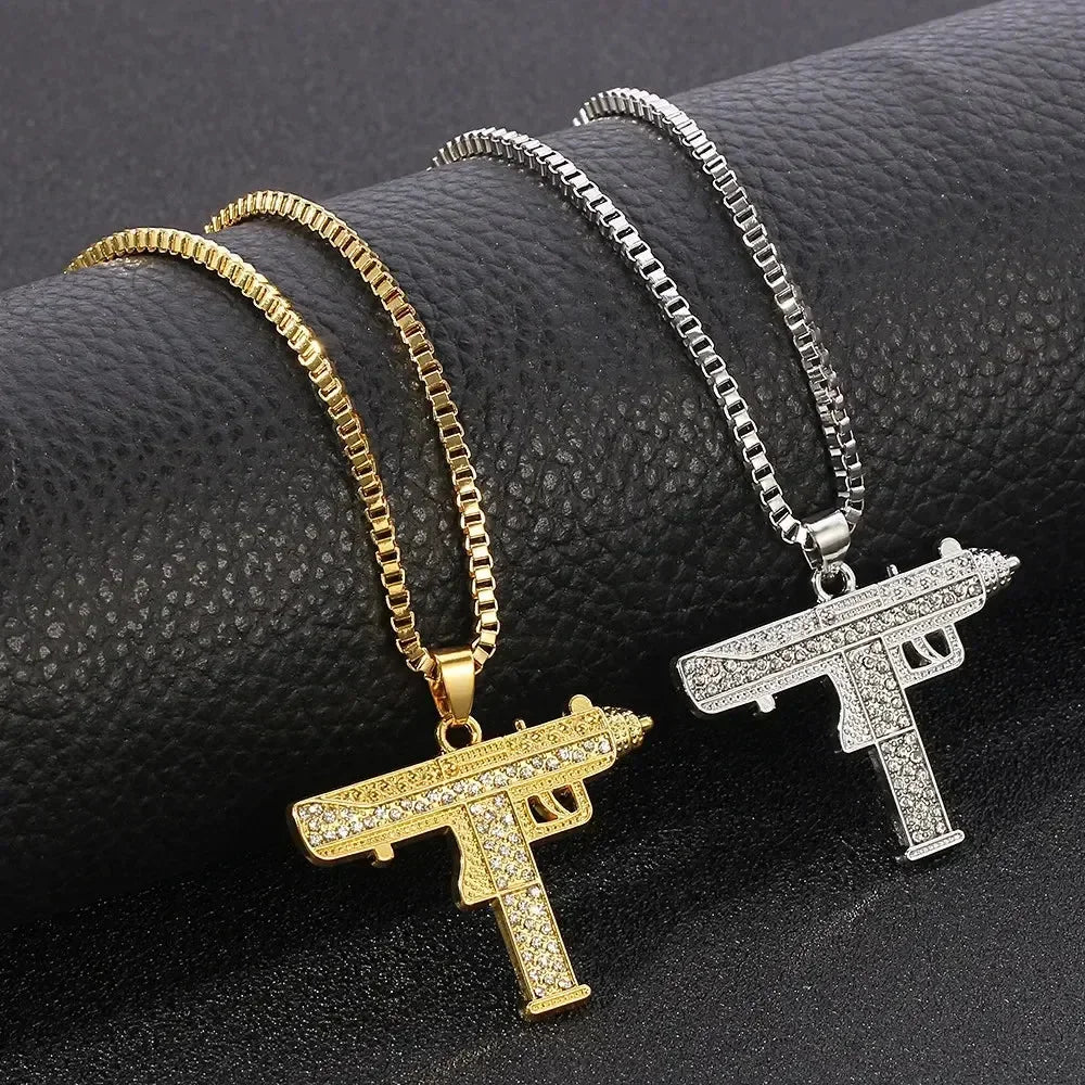 Men Hip Hop Full Rhinestone King Queen Pendants Necklaces Bling Bling Iced Out Cuban Link Chain Hiphop Necklace Men Jewelry Gift