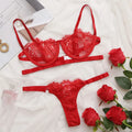 2 Pieces Sexy Lingerie Fancy Lace Erotic Set Transparent Underwear Fairy Embroidery Brief Sets Delicate Bra  Push Up Breves Kit