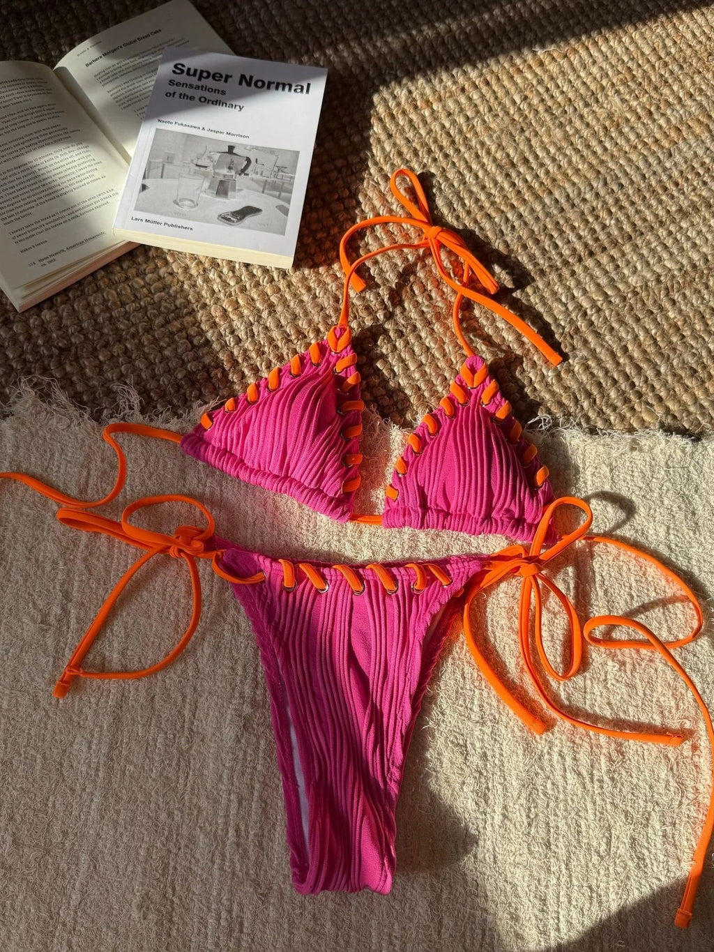 Sexy Micro Bikini 2025 Women Beige Brown Pink Weave Bandage Cross Crochet Swimsuit Brazilian Beach Bathing Suit Thong Swimwear
