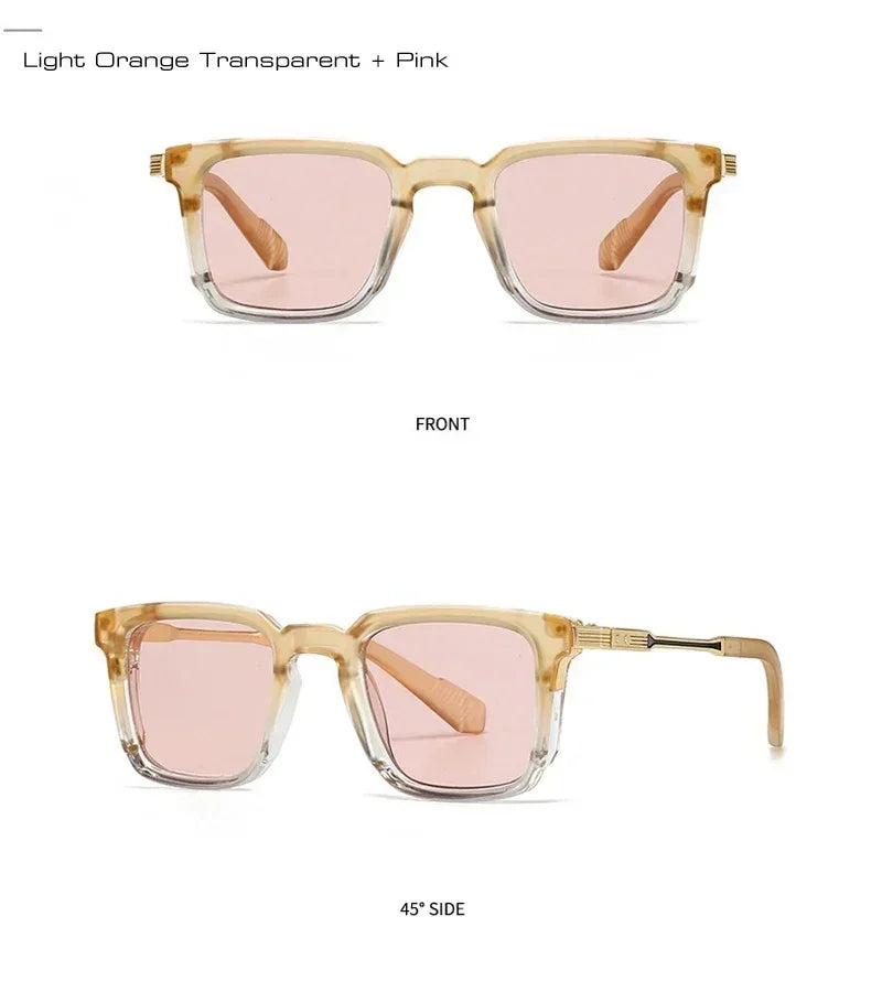 SHAUNA New Square Women Luxury Sunglasses Retro Rivets Men Gradient Shades UV400 Sun Glasses