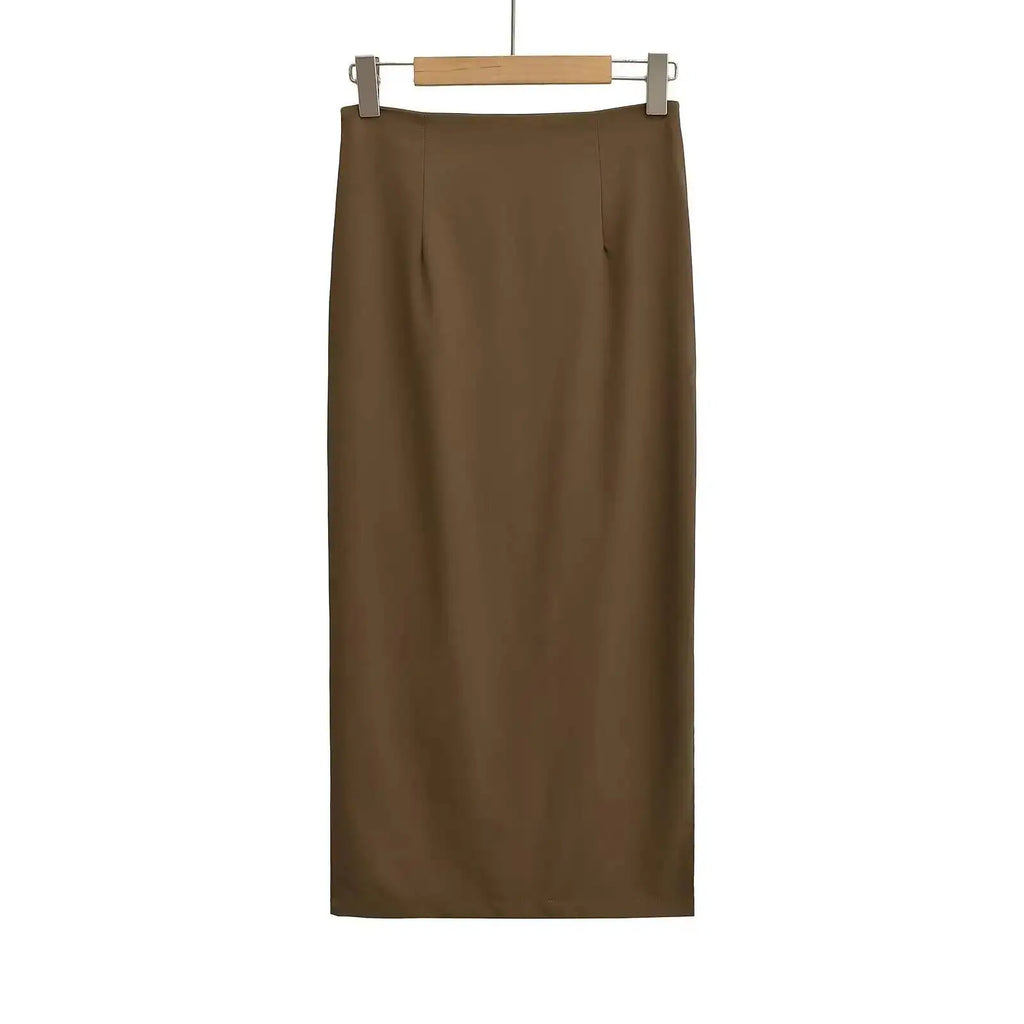 2026 New Pleated Side High Slit Half Length Skirt Women's Summer Spicy Girl Pure Desire Slim Wrap Hip Solid A-line Skirt 7MHN