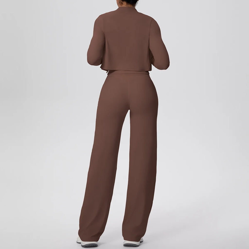 Yoga Set 3PCS Women Workout Sets Sportswear Gym Clothing Fitness zipper Long Sleeve High Waist Leggings Sports Suits Yoga Suit