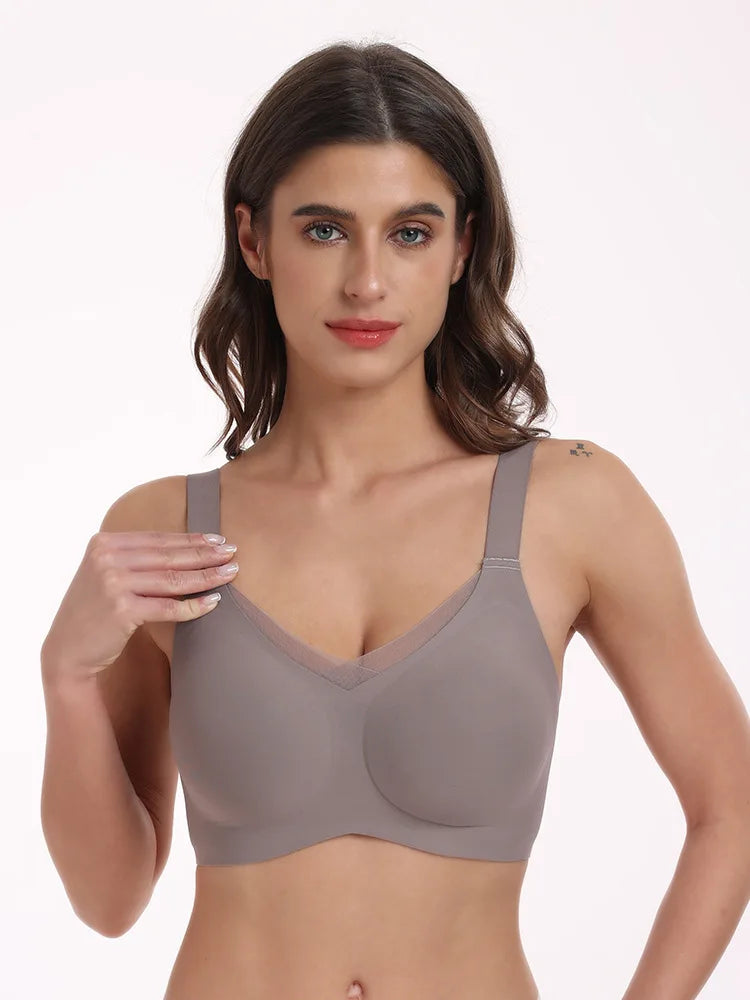 Women's Wire-Free Seamless Bra Full Cup Thin Molded Cup Beautiful and Comfortable Underwear Plus Up