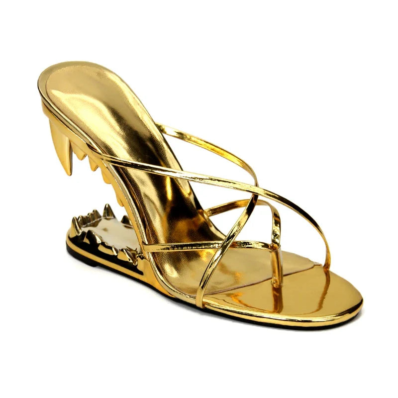 Dilalula Fashion Super High Strange Heel Mules For Women Narrow Band Summer Slippers Sexy Night Club Party Shoes