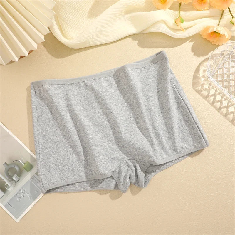 5Pcs Women's Cotton Underwear Boxers Seamless Sports Panties Female Solid Color Briefs Cozy Lingerie Intimate Underpants XS-XL
