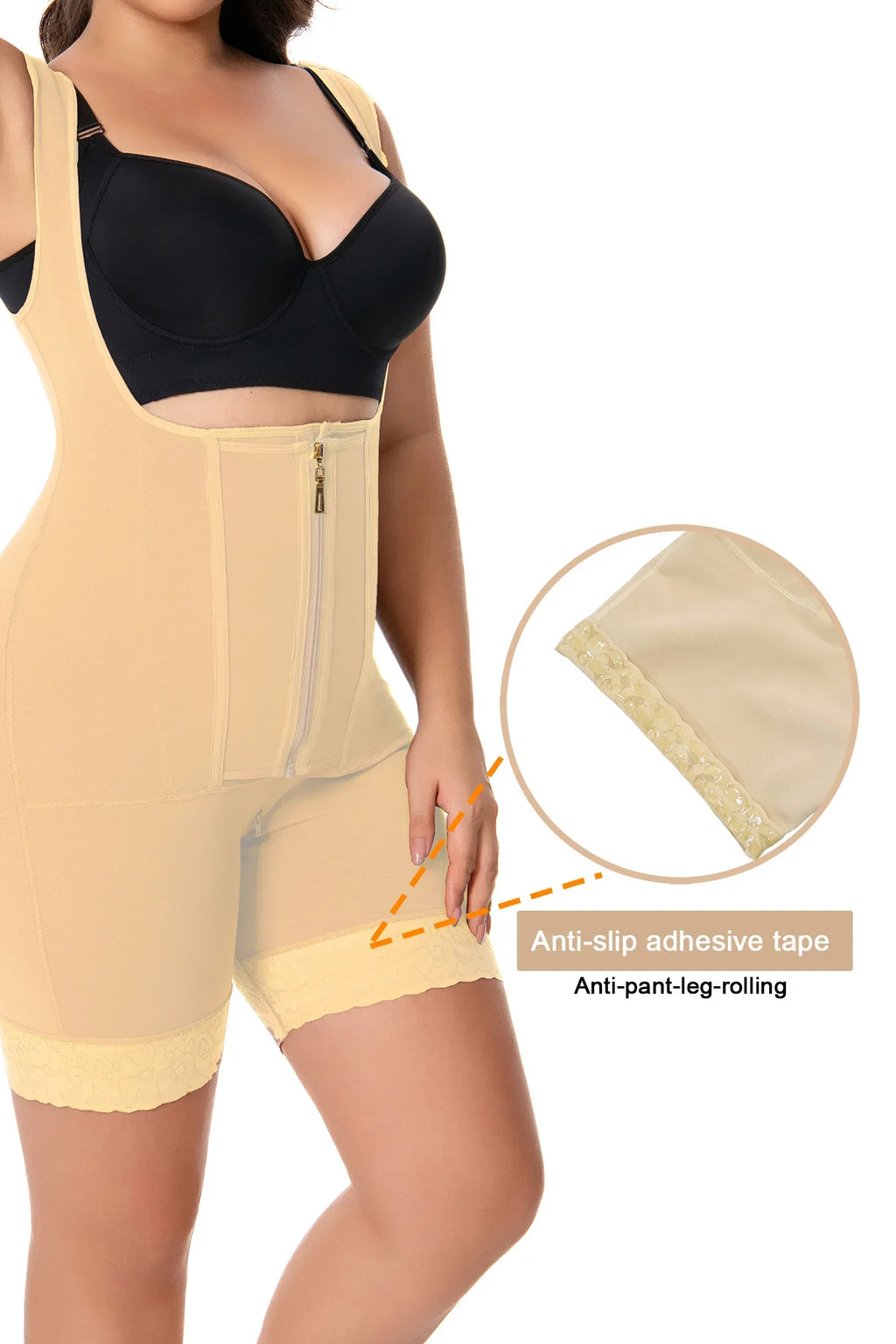 Women’s High-Waisted Lace Bodysuit Shapewear – Fajas Colombianas Tummy Control Body Shaper, Full Coverage Zipper Slimming Garmen