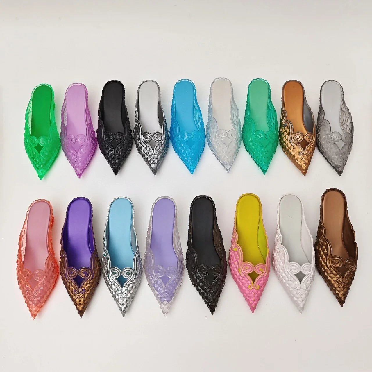 Original Brand Style Women Pointed-toe Crystal High Heel Slippers  Girl Retro Elegance Slippe Ladies Fashion witch Summer Slides