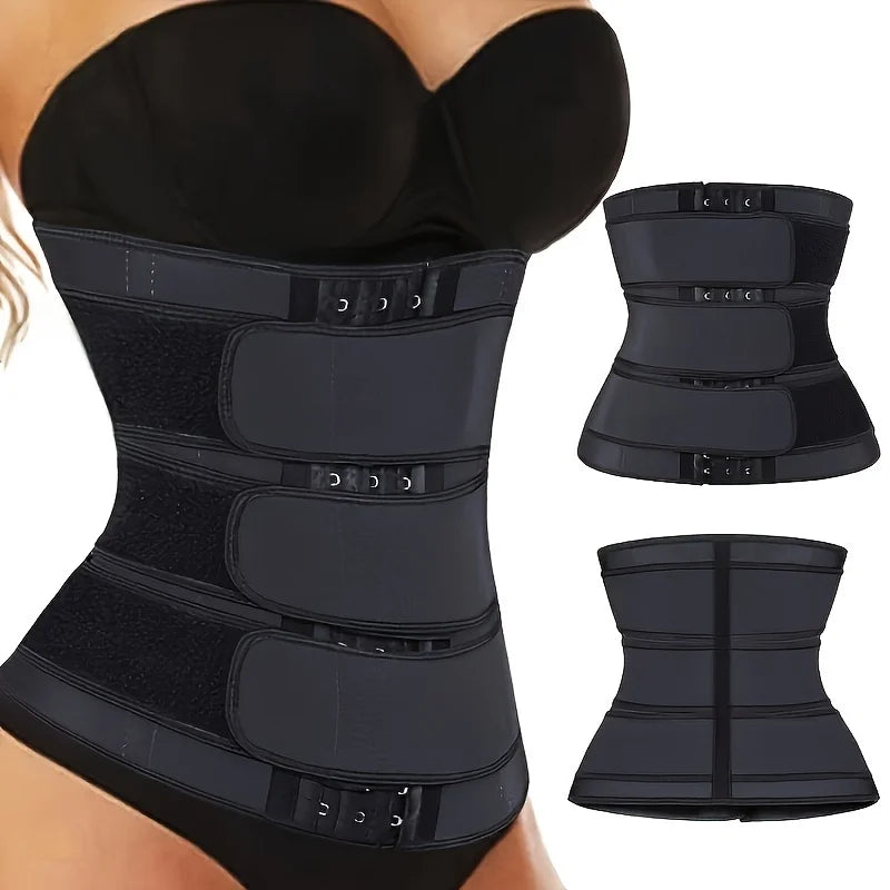 Women's Adjustable Breasted Tummy Control Waist belt Hook Workout Sweat Sauna Effect Body-shaped Fitness Sports Waist Trainer