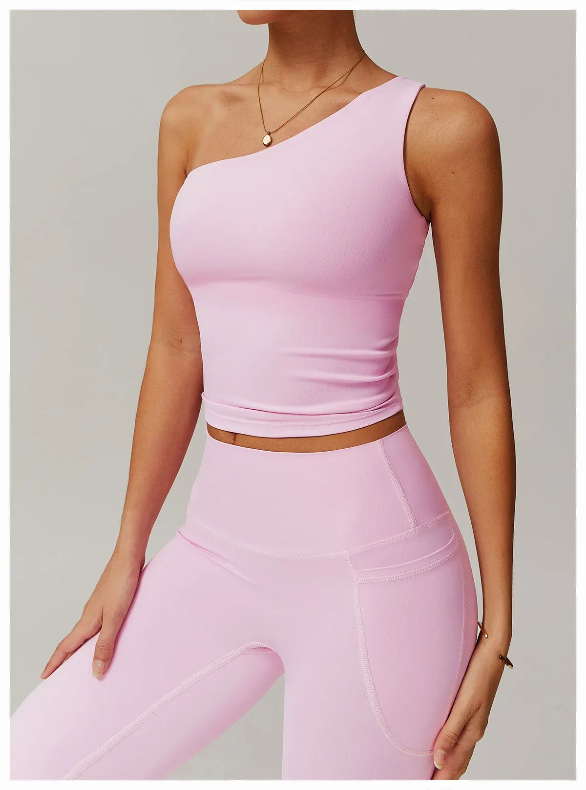 Single Shoulder Bra Women Yoga Sports Bra Breathable Shock Proof Gym Workout Fitness Push Up Top Running Sports Vest Underwear