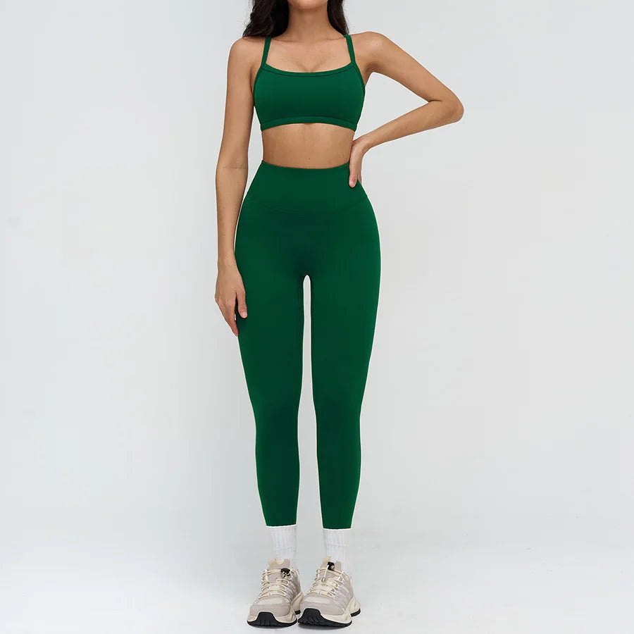 Yoga Clothes Set 2PCS Gym Crop Top Women Outfits Sports Bra High Waist Legging Fitness Suit Running Workout Tracksuit Sportswear