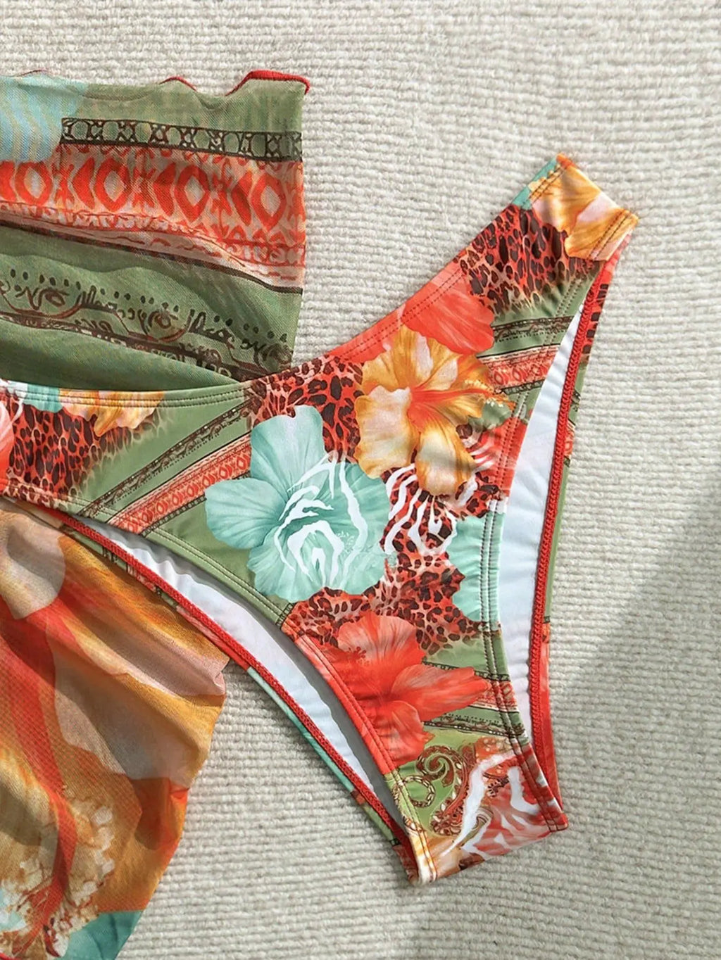 Sexy Skirt 3 Piece Bikinis Sets 2026 Women Orange Floral Tiger Print Push Up High Waist Swimsuit Bathing Suit Swimwear Biquini