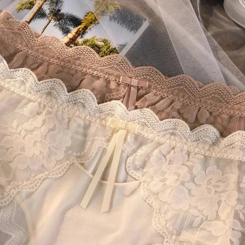 XL-3XL Big Size Women Lace Panties Summer Transparent Hollow Briefs Female  Lingerie Sexy Underwear Breathable Underpants New